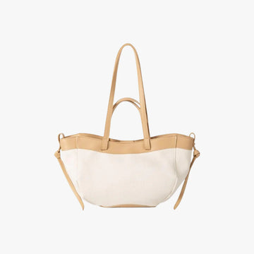 Multi-Color Two-Tone Canvas Daily Tote with Leather Trim & Cross Strap