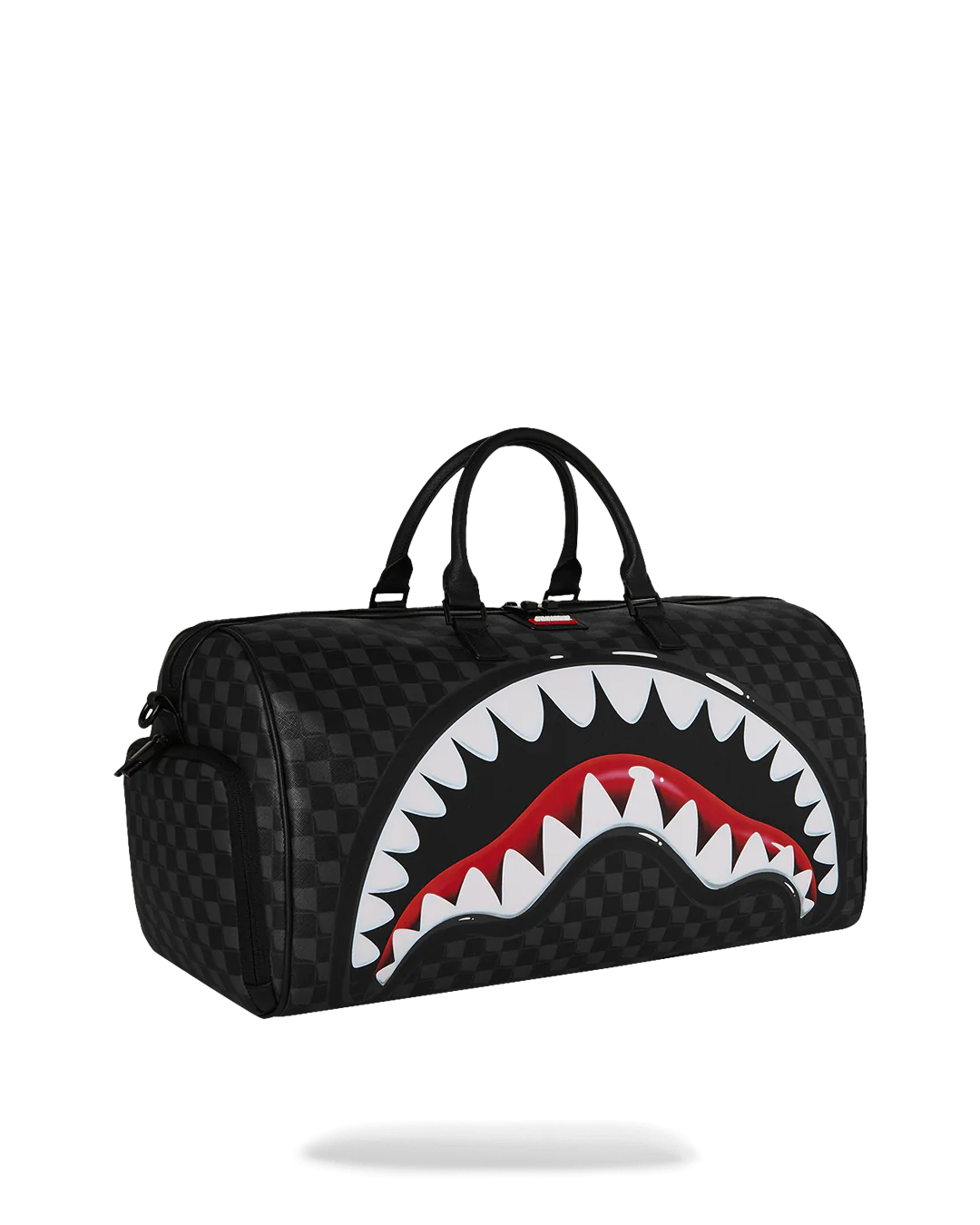 Black Shark-Mouth Duffle Bag – Leather Handles with Gold Zippers